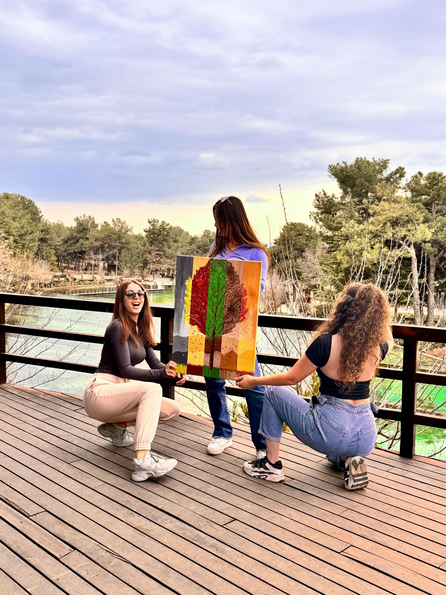 “Bir Ağacın Dört Hali” – Akrilik Mevsimsel Tablo
